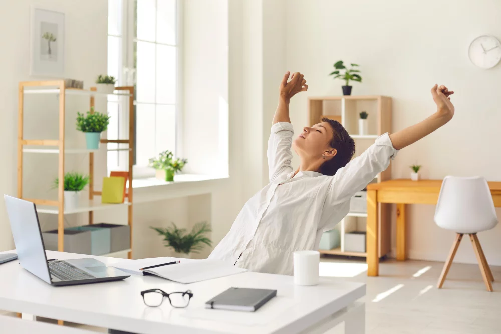 Bright workspace with room to stand and stretch